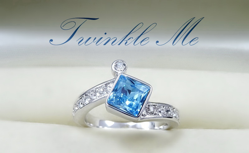 แหวนคริสตัลสวารอฟสกี้สีฟ้า